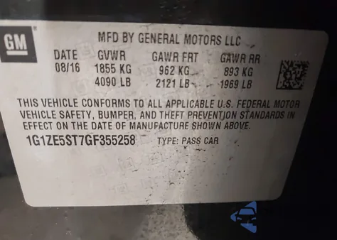 2016 Chevrolet Malibu 1Lt z USA, uszkodzony, nr VIN 1G1ZE5ST7GF355258